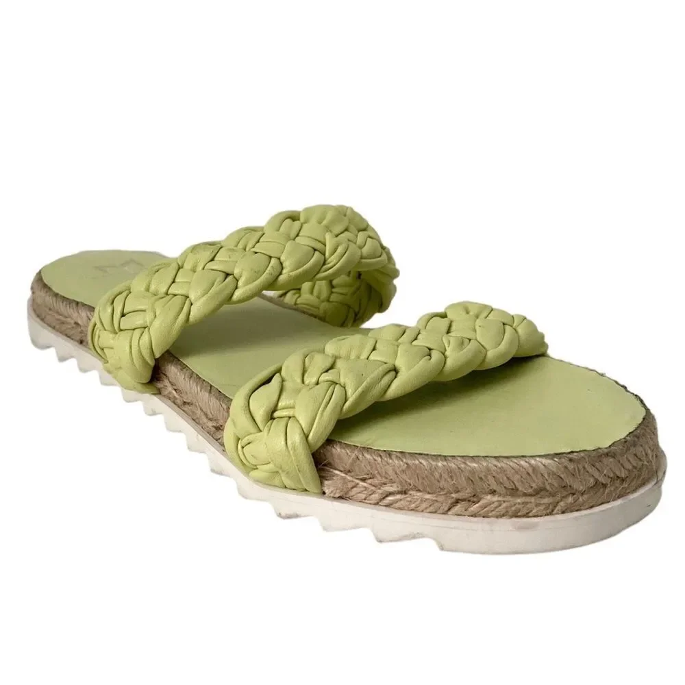 Marc Fisher Ltd Jaimee Espadrille Slide Sandal in Citron Leather Size 6M